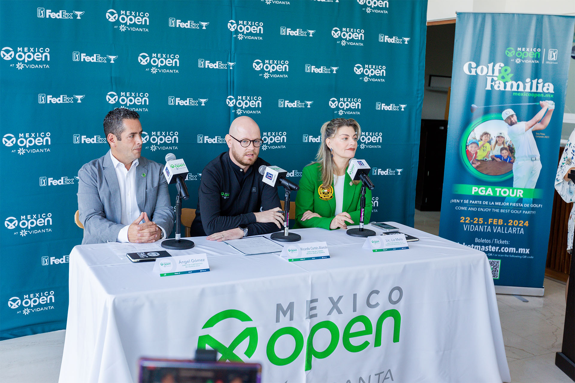 Angel Gomez Director Corporativo de Vidanta Golf Ricardo Cortes Director del Mexico Open at Vidanta Liz Melo Directora General de la