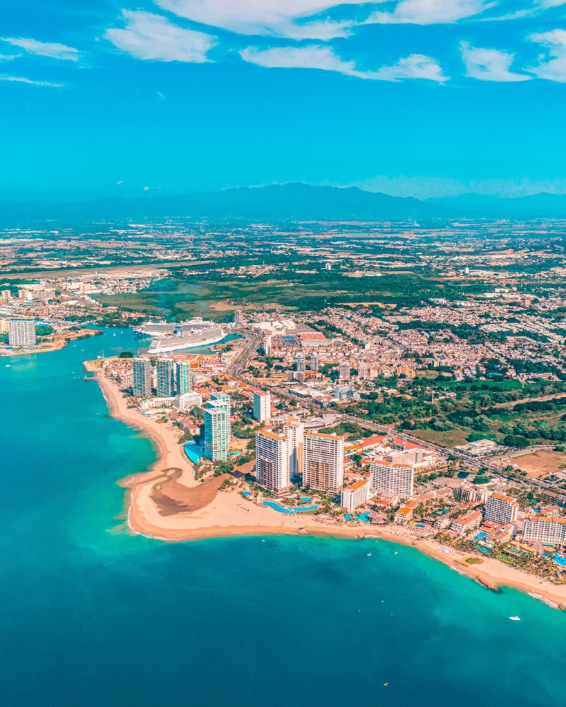 Aerial view of the North Hotel Zone of Puerto Vallarta.